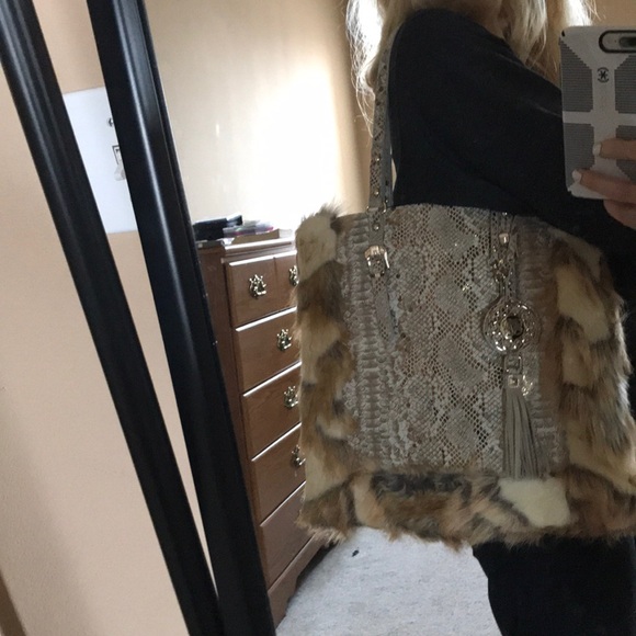 HSN Sharif Leather Fur Bag - Picture 5 of 5